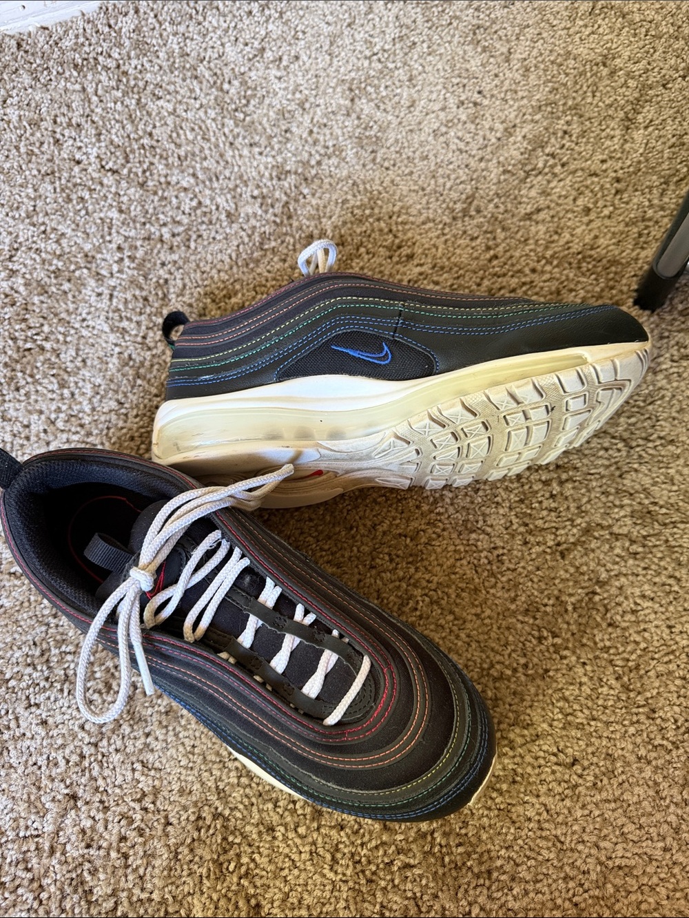 Nike Women’s Air Max 97 Sneakers - Black with Multicolor Stitching